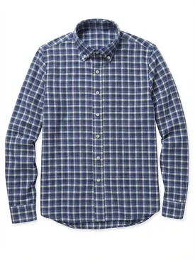 Marineblaues kariertes Flanellhemd