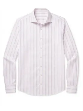 Lila gestreiftes Popeline-Hemd