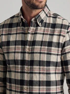 Dickes Leinenhemd mit beige-braunen Karos