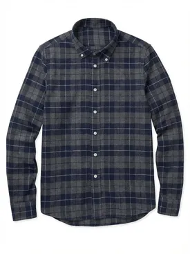 Tartan dickes Flanell hemd blau und Grau
