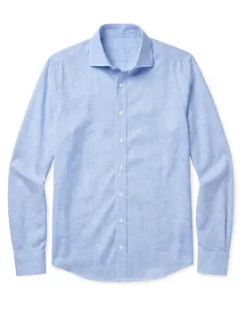 Einfarbige Himmelblau Leinen Hemd