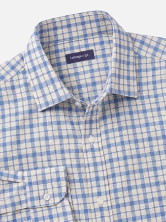 Oxfordhemd mit blauem Karomuster
